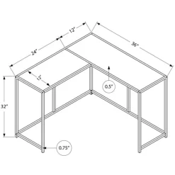 Console table - l-shaped / corner / metal frame - 36