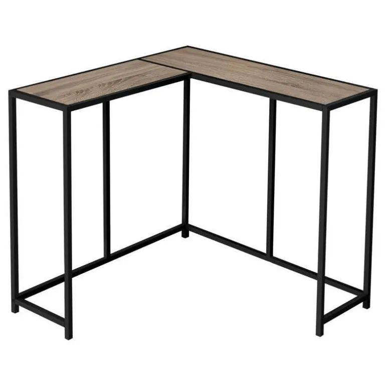 Console table - l-shaped / corner / metal frame - 36"l - dark taupe wood-look - Monarch