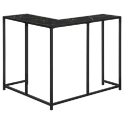 Console table - l-shaped / corner / metal frame - 36"l - black marble-look / - Monarch