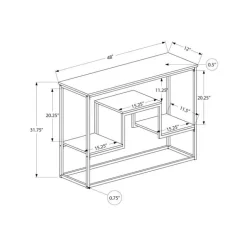 Console table - multi-tier / 3 shelves / rectangular - 48