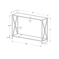 Console table - x-shaped sides / 1 shelf / rectangular - 48"l - black marble- - Monarch