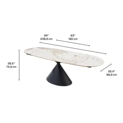 Convertible & Extendable Oval Dining Table with Pedestal & 4 Bouclé Fabric Chairs - 63