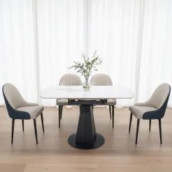 Convertible & Extendable Round Dining Table with Pedestal - 53"