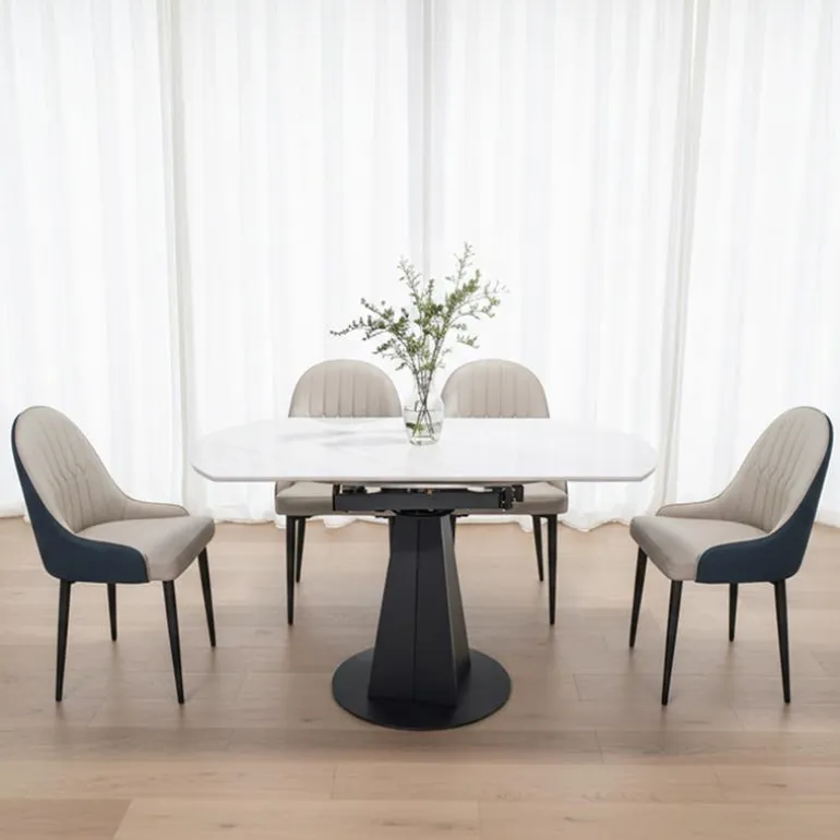 Convertible & Extendable Round Dining Table with Pedestal - 53"