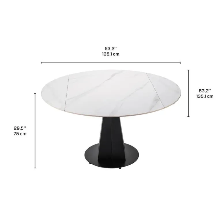 Convertible & Extendable Round Dining Table with Pedestal - 53"