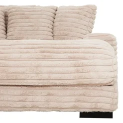 Corduroy Velvet Chaise with Cup Holders and USB Ports - Light Taupe
