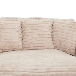 Corduroy Velvet Chaise with Cup Holders and USB Ports - Light Taupe