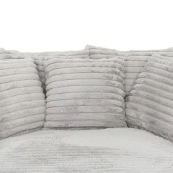 Corduroy Velvet Chaise with Cup Holders and USB Ports - Grey