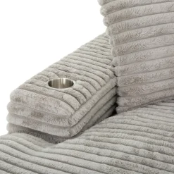 Corduroy Velvet Chaise with Cup Holders and USB Ports - Grey