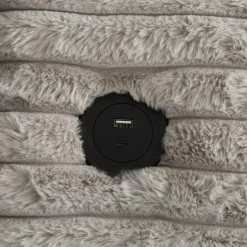 Corduroy Velvet Chaise with Cup Holders and USB Ports - Grey