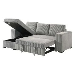 Corduroy Velvet Reversible Sectional Bed with Storage