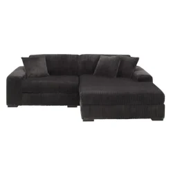 Corduroy Velvet Sectional with Right-Side Chaise - Dark Grey