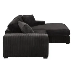 Corduroy Velvet Sectional with Right-Side Chaise - Dark Grey