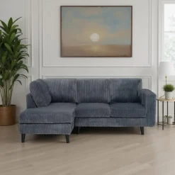 Corduroy Velvet Sectional with Left-Side Chaise