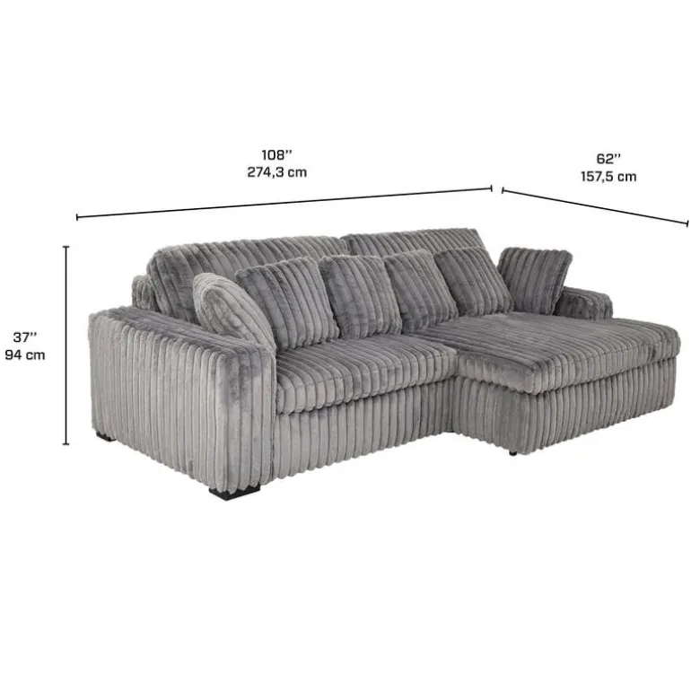Corduroy Velvet Sectional with Power Slider and Chaise