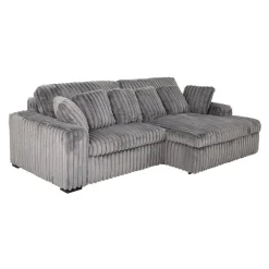 Corduroy Velvet Sectional with Power Slider and Chaise