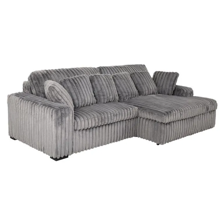 Corduroy Velvet Sectional with Power Slider and Chaise
