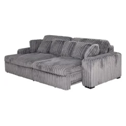 Corduroy Velvet Sectional with Power Slider and Chaise