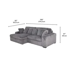 Corduroy Velvet Sectional with Power Slider and Chaise
