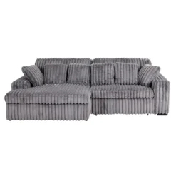 Corduroy Velvet Sectional with Power Slider and Chaise