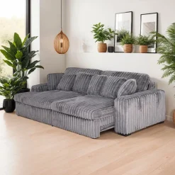 Corduroy Velvet Sectional with Power Slider and Chaise