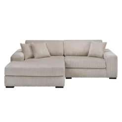 Corduroy Velvet Sectional with Left-Side Chaise - Beige