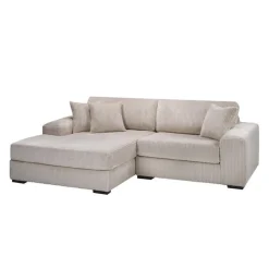 Corduroy Velvet Sectional with Left-Side Chaise - Beige