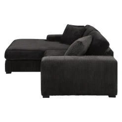 Corduroy Velvet Sectional with Left-Side Chaise - Dark Grey