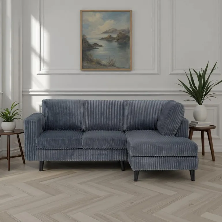 Corduroy Velvet Sectional with Right-Side Chaise