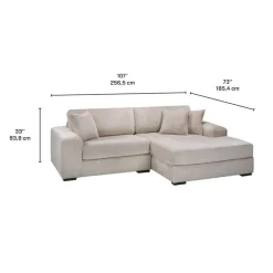 Corduroy Velvet Sectional with Right-Side Chaise - Beige