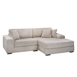 Corduroy Velvet Sectional with Right-Side Chaise - Beige