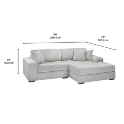 Corduroy Velvet Sectional with Right-Side Chaise - Light Grey