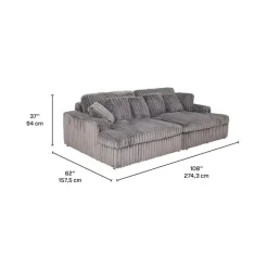 Corduroy Velvet Sofa with 2 Chaises