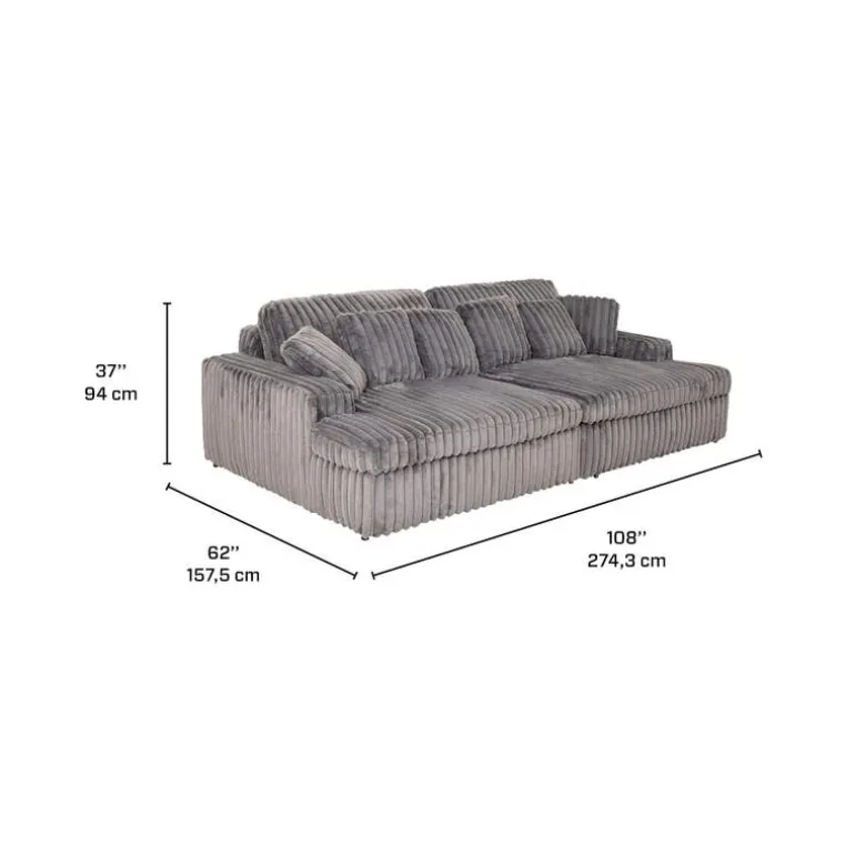 Corduroy Velvet Sofa with 2 Chaises