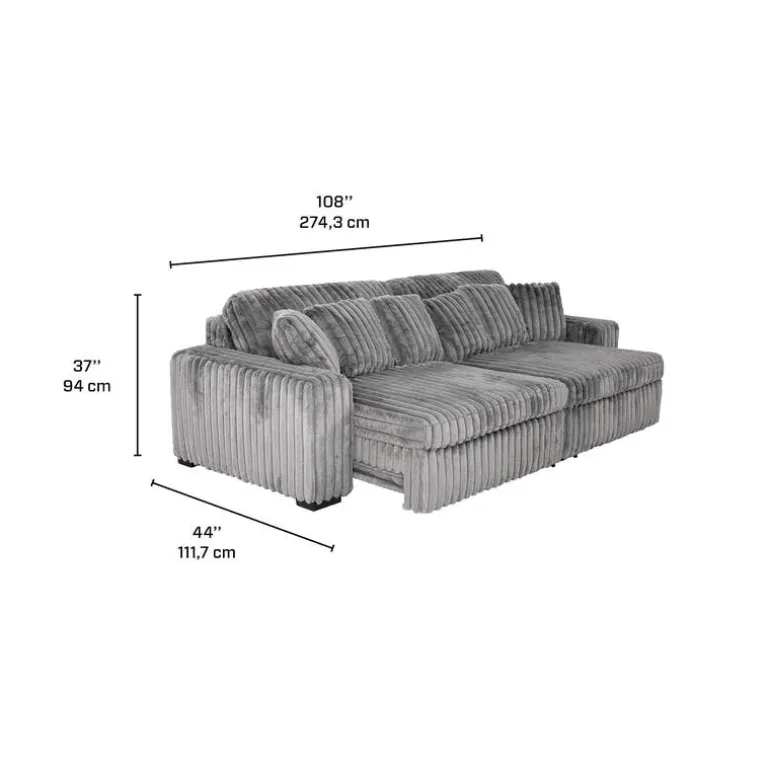 Corduroy Velvet Sofa with 2 Power Sliders