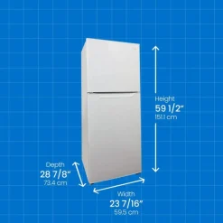 DANBY 24 in 11 Cu ft Refrigerator White Top Freezer - DFF116B2WDBL