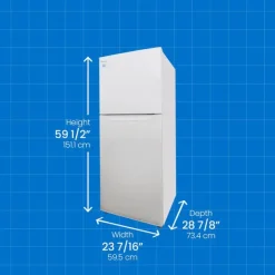 DANBY 24 in 11 Cu ft Refrigerator White Top Freezer - DFF116B2WDBR
