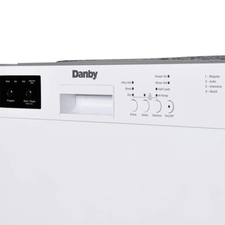 DANBY Dishwasher Built-In White 24" 51dB - DDW2400EW