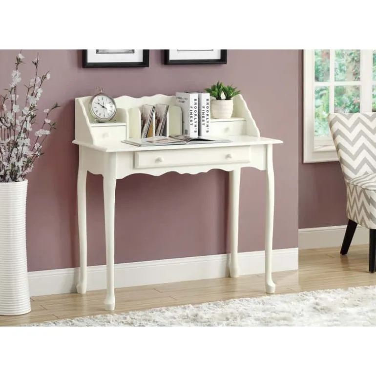Desk - 36"l / antique white traditional - Monarch