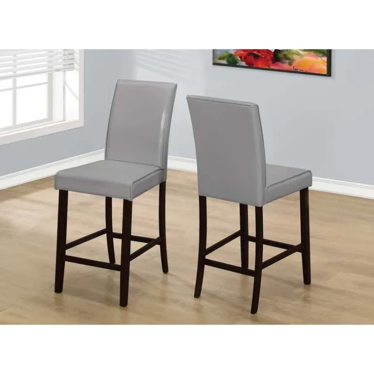 Dining chair - 2pcs / grey leather-look counter height - Monarch
