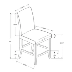Dining chair - 2pcs / grey leather-look counter height - Monarch
