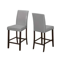Dining chair - 2pcs / grey leather-look counter height - Monarch