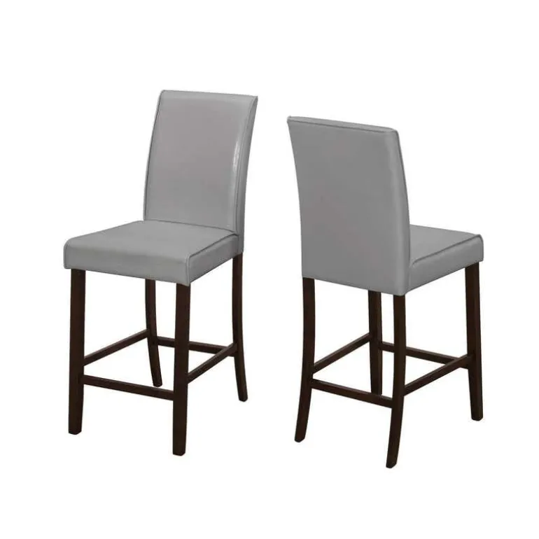 Dining chair - 2pcs / grey leather-look counter height - Monarch