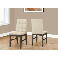 Dining chair - 2pcs / 37"h grey / cream fabric seat - Monarch