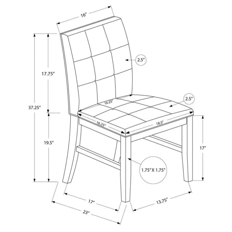 Dining chair - 2pcs / 37"h grey / cream fabric seat - Monarch
