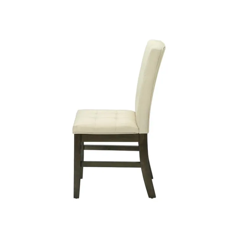 Dining chair - 2pcs / 37"h grey / cream fabric seat - Monarch