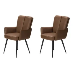 Dining Chairs Faux Leather (Set of 2) - Light Brown - Monarch