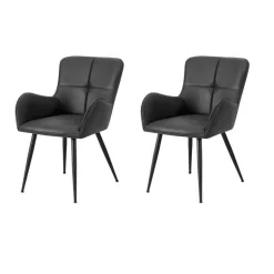 Dining Chairs (Set of 2) Black Leather-Look 33” Height - Monarch