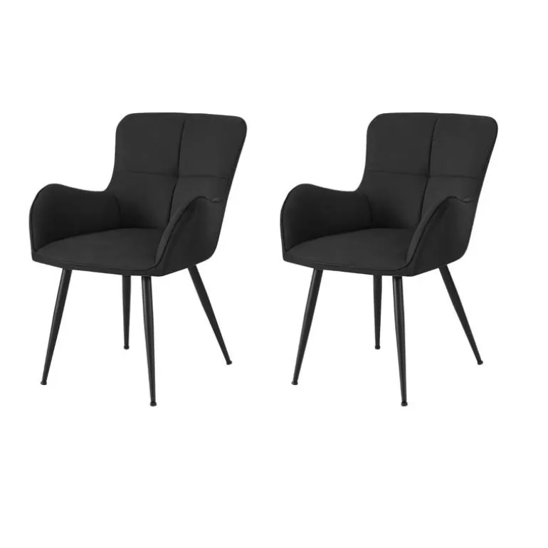 Dining Chairs (Set of 2) Black Suede-Look 33” Height - Monarch