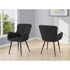 Dining Chairs (Set of 2) Black Suede-Look 33” Height - Monarch